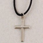 Pewter Beveled Cross w/ Adjustable Cord