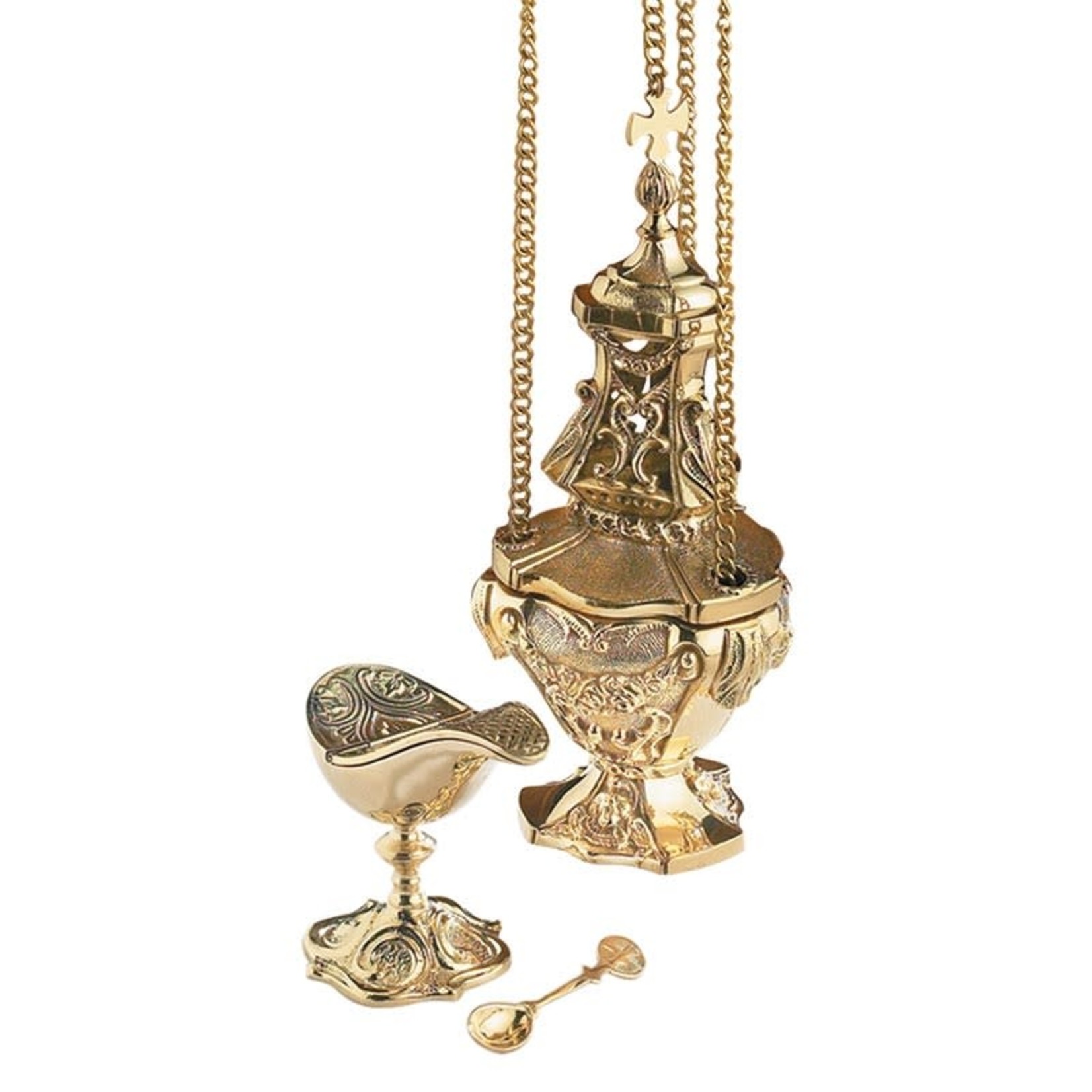Ornate Brass Censer with Boat Set NC908
