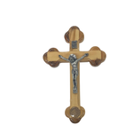 Olive Wood Budded Wall Crucifix with Soil