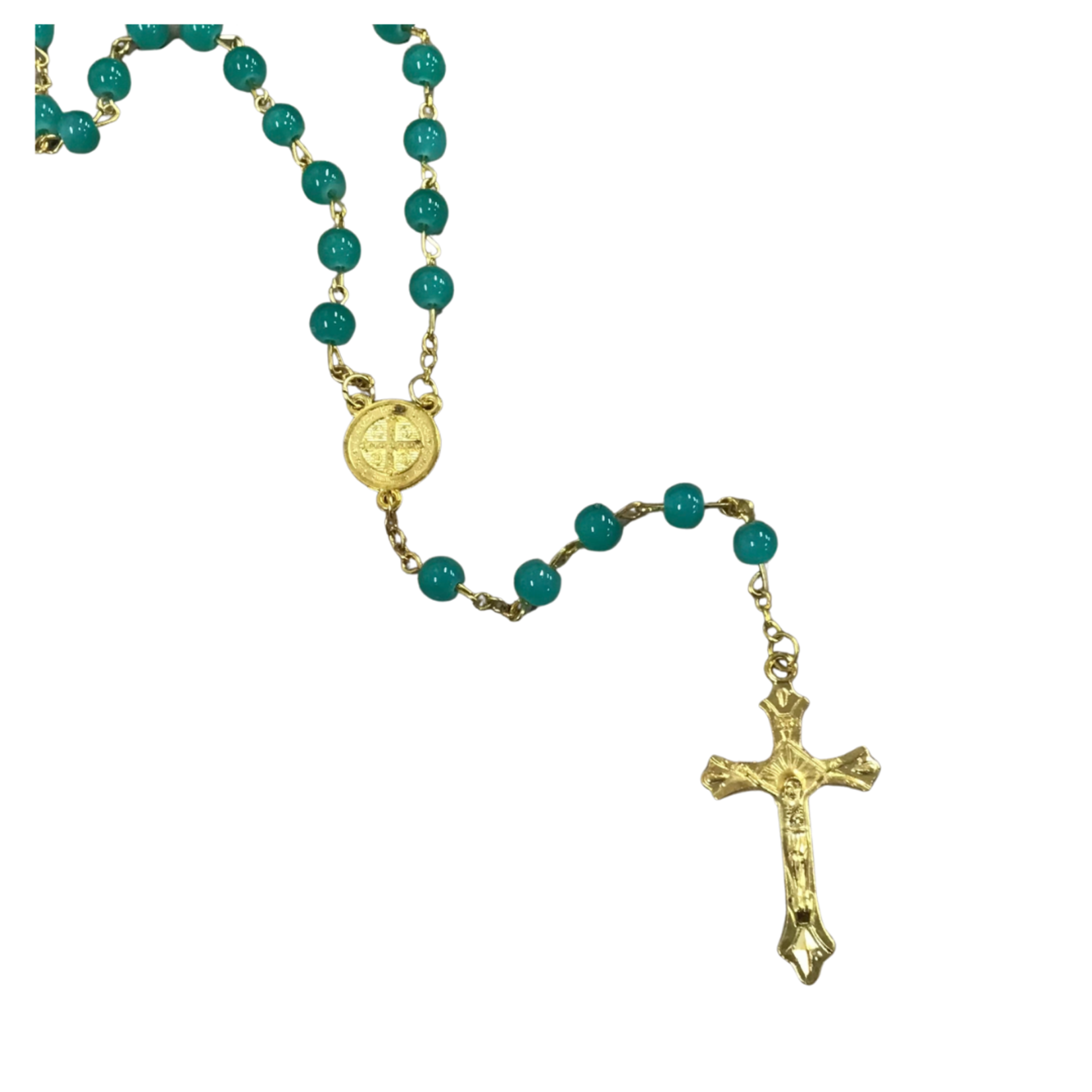 Green and Gold Saint Benedict Rosary