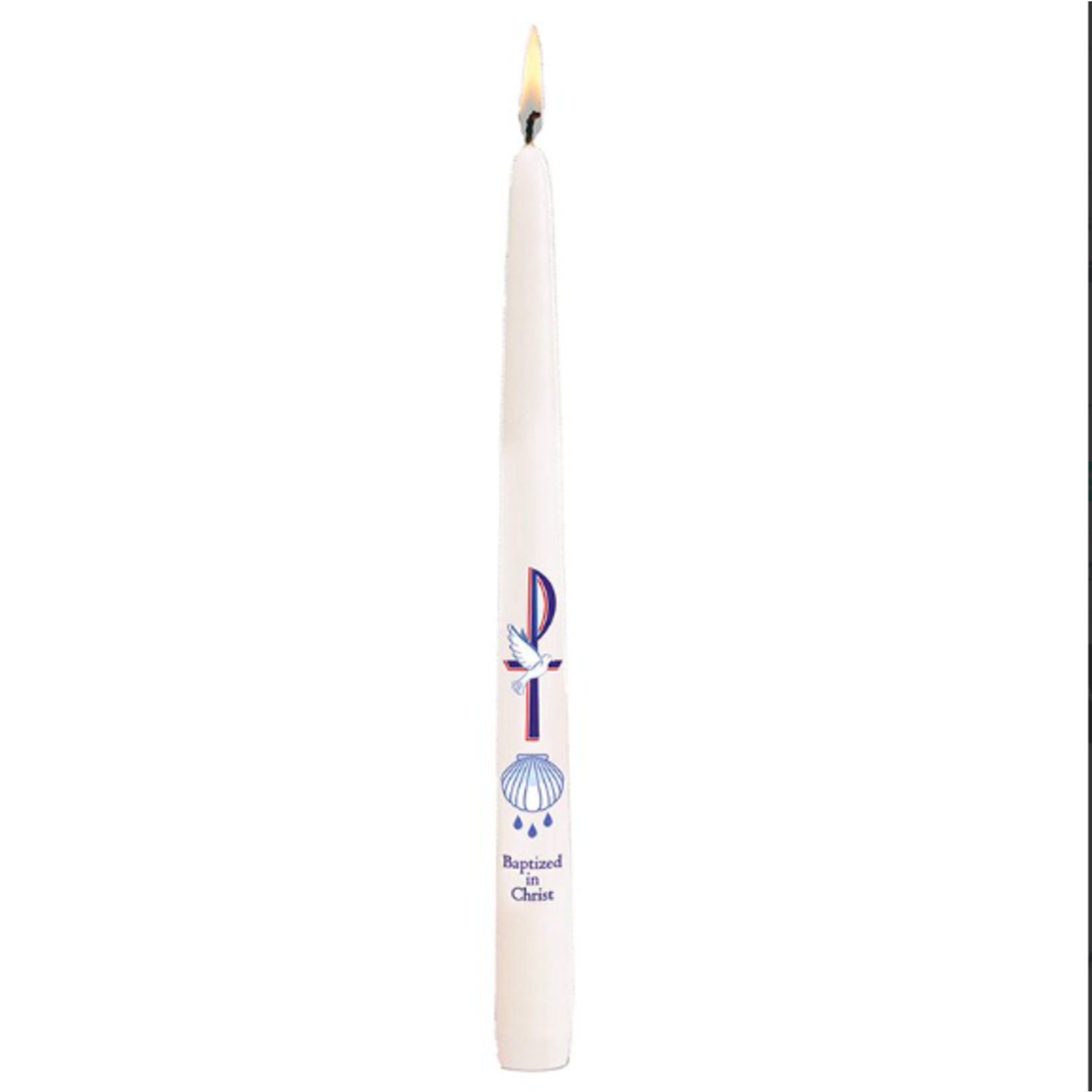 Baptism Taper Candle Blue  Chi-Rho