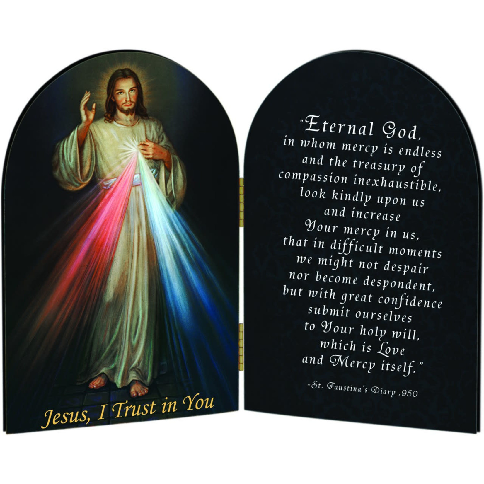 Divine Mercy with Prayer Arched Diptych