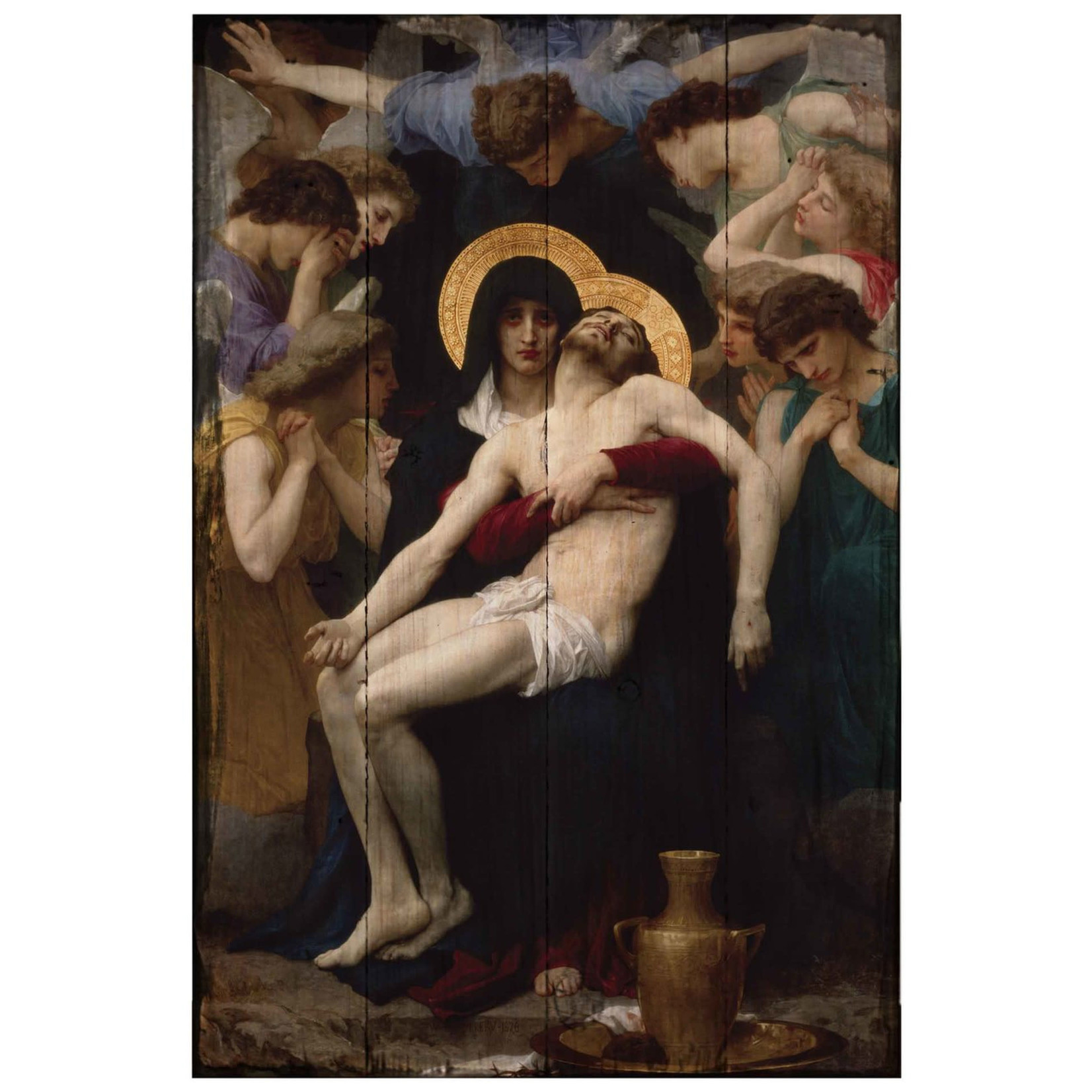 La Pieta Rustic Wood Plaque