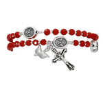 Red Twistable Rosary Bracelet with Dove