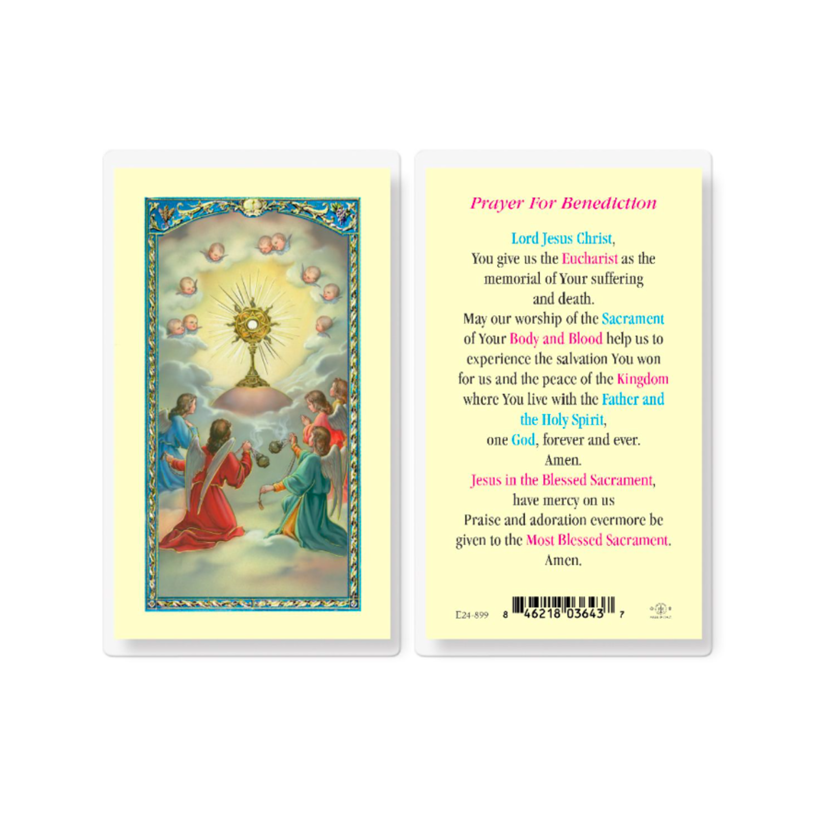 Prayer Card  Benediction to the Blessed Sacrament
