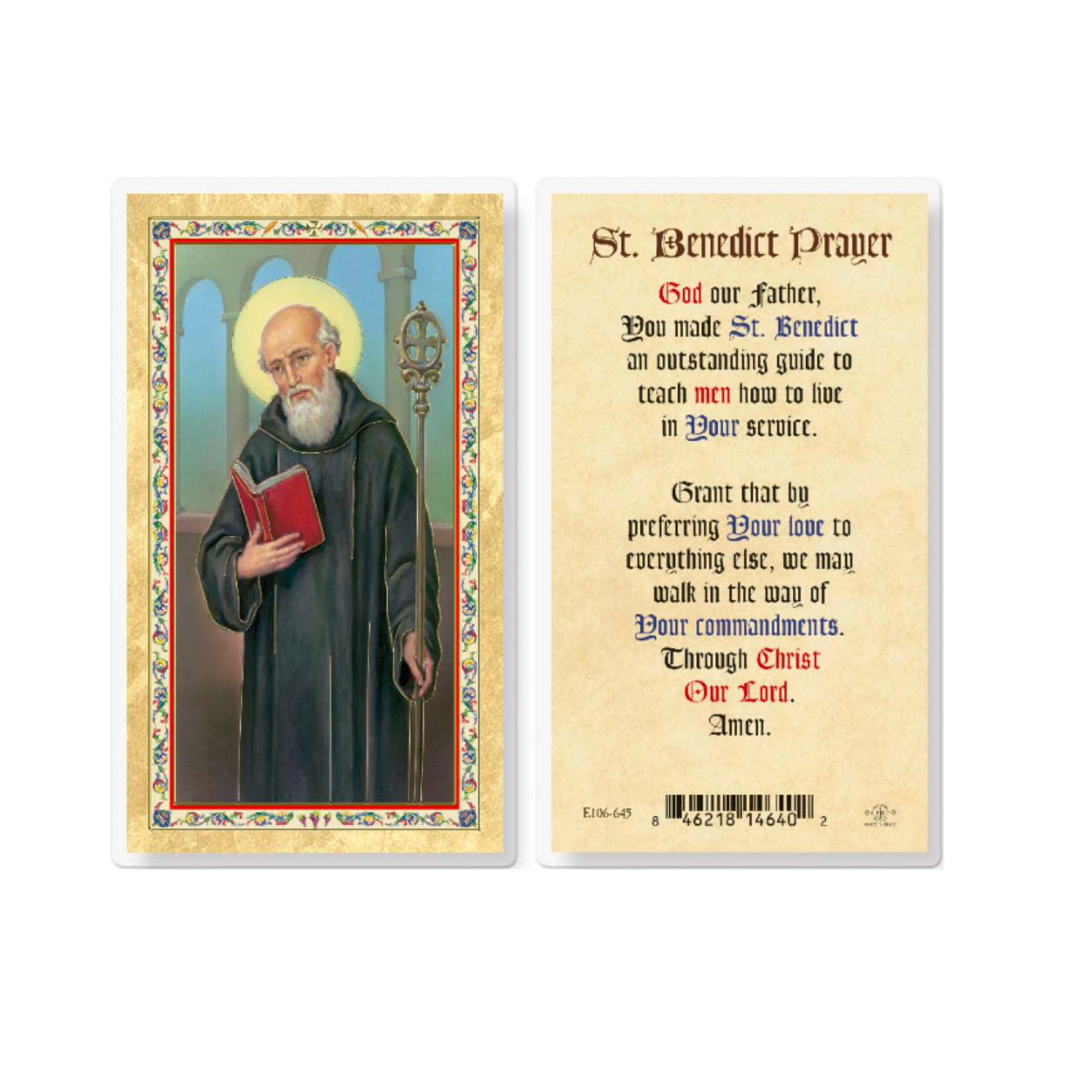 Prayer Card Saint Benedict