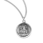 Sterling Silver Round Guardian Angel Medal