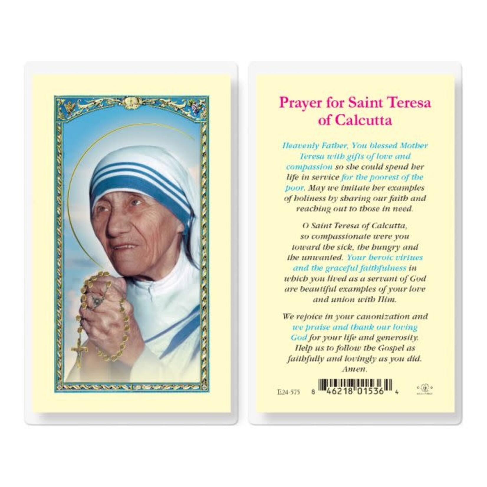 Prayer Card for Saint Teresa of Calcutta