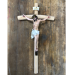 Natural Wood Crucifix with Painted Corpus