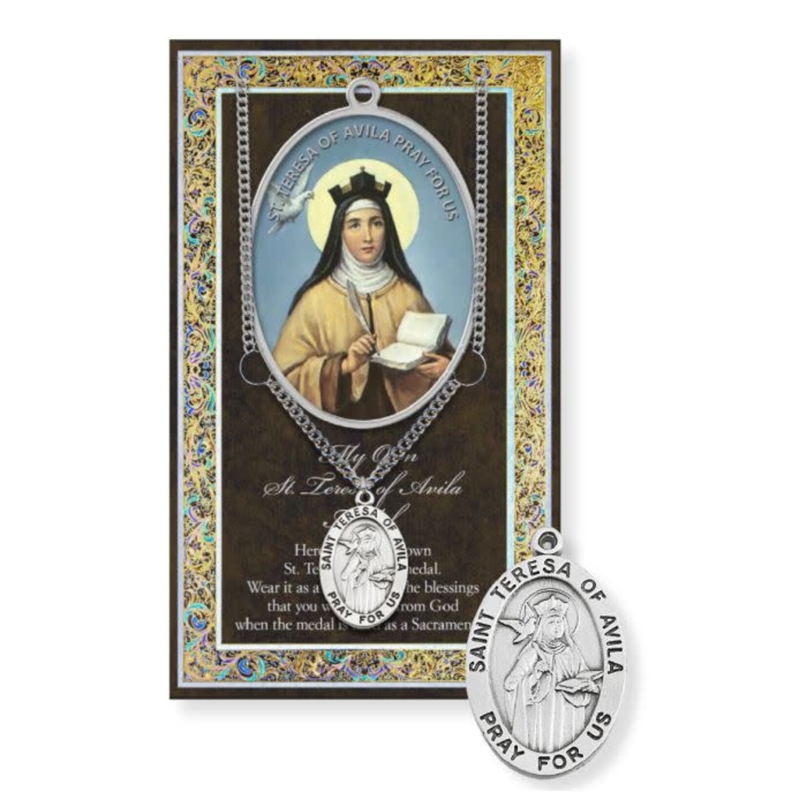 Saint Teresa of Avila Pewter Medal with Booklet