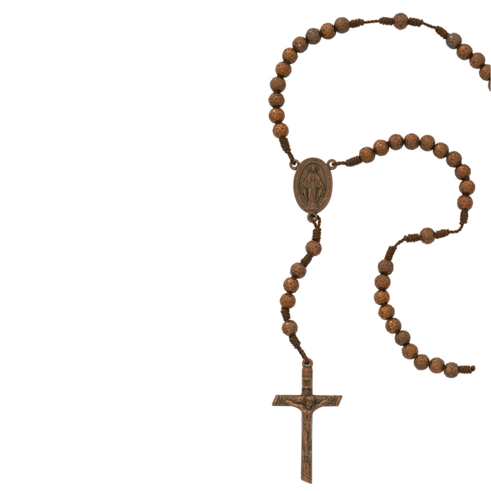 Copper Rosebud Corded Rosary