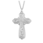 Sterling Petal Shaped Fancy Cross with Chain