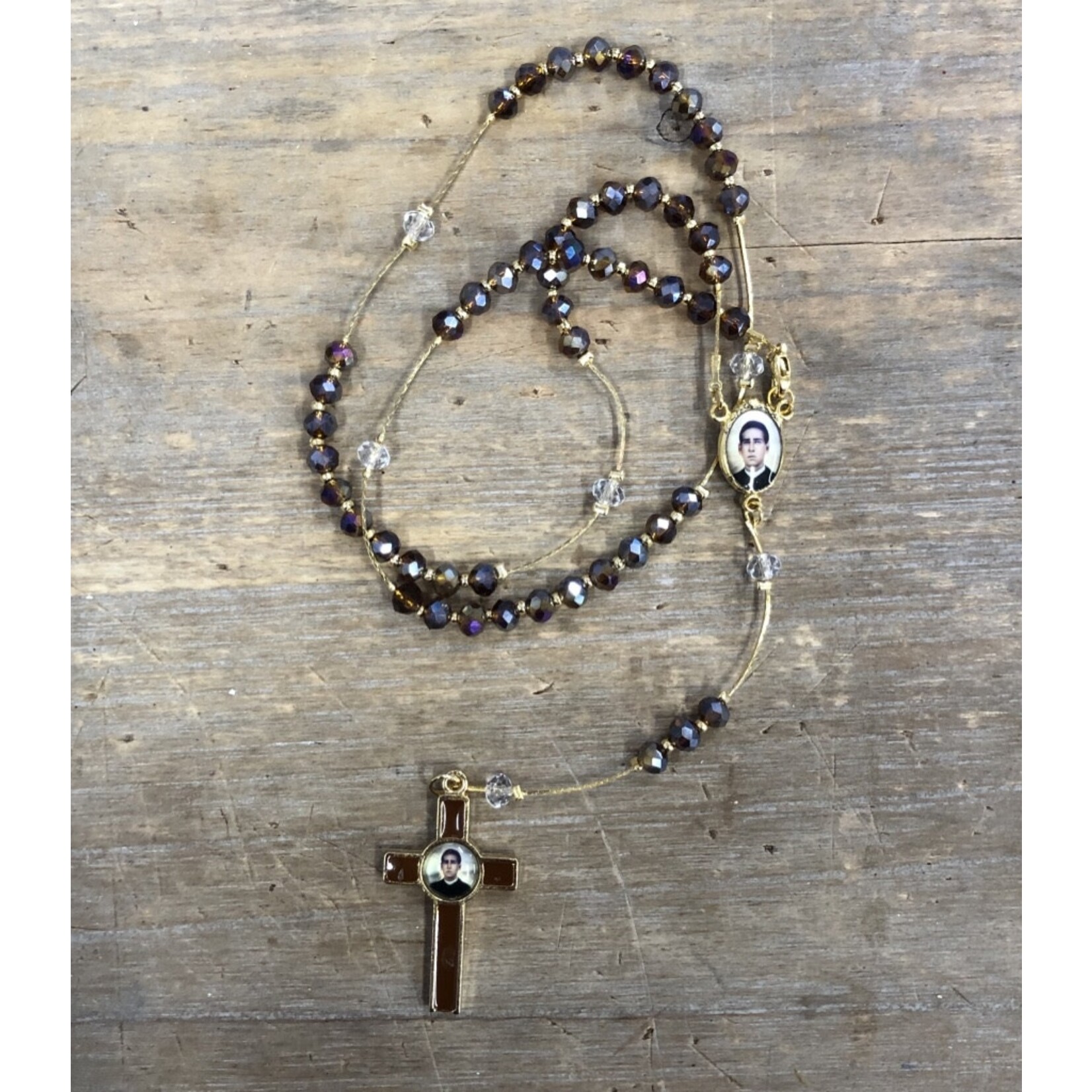 Saint Toribio Romo Crystal Rosary Necklace