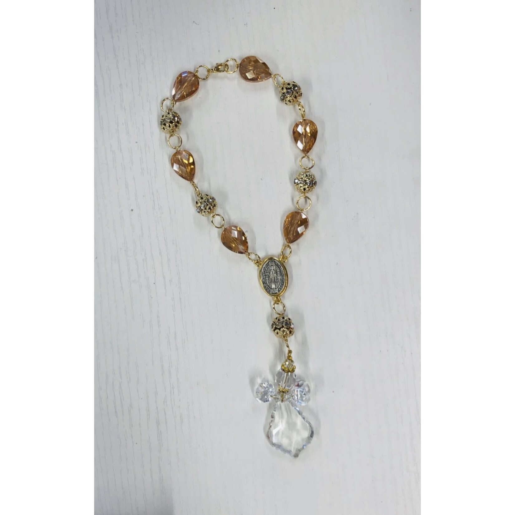 Crystal Auto Rosary with Angel