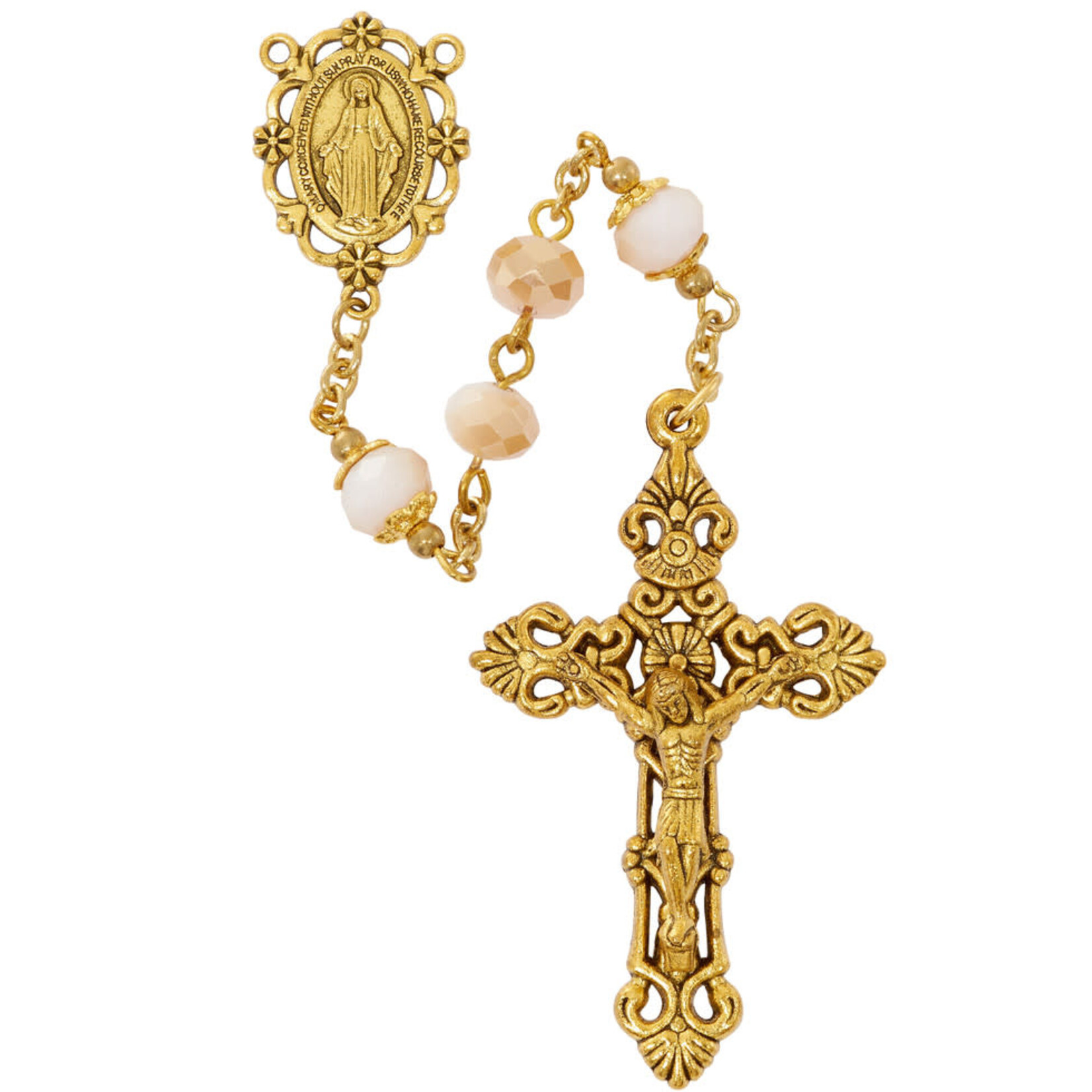 Rose Quartz and Gold Deluxe Rosary