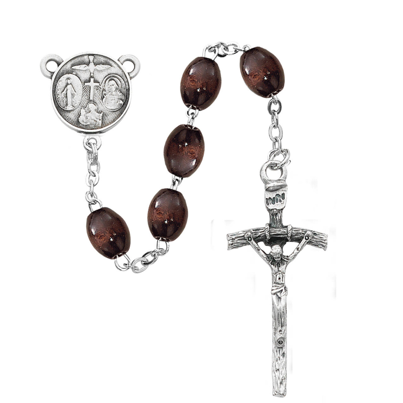 Brown Oval Wood Rosary