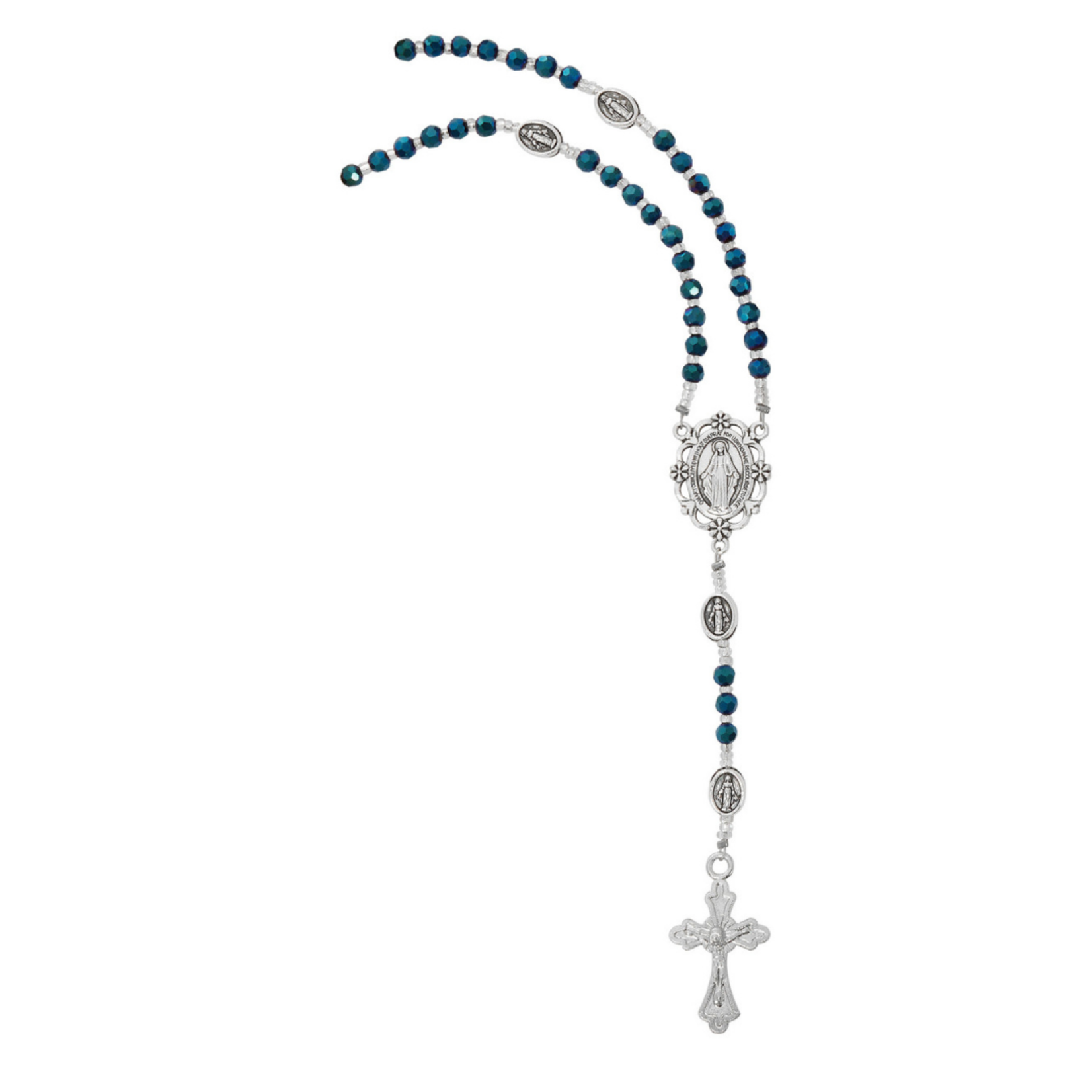 Blue Crystal Rosary Necklace