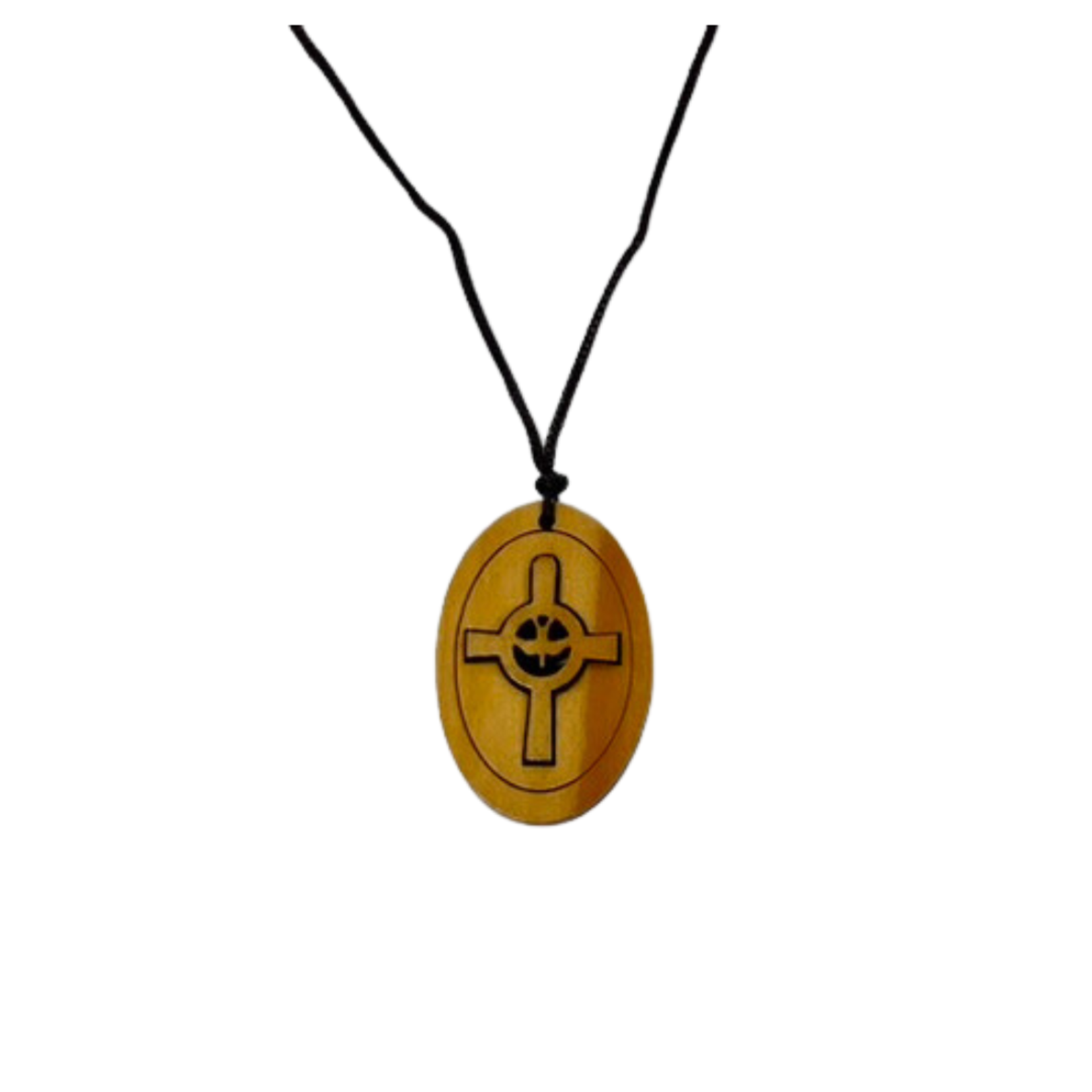 Olive Wood Pendant Cross with Dove