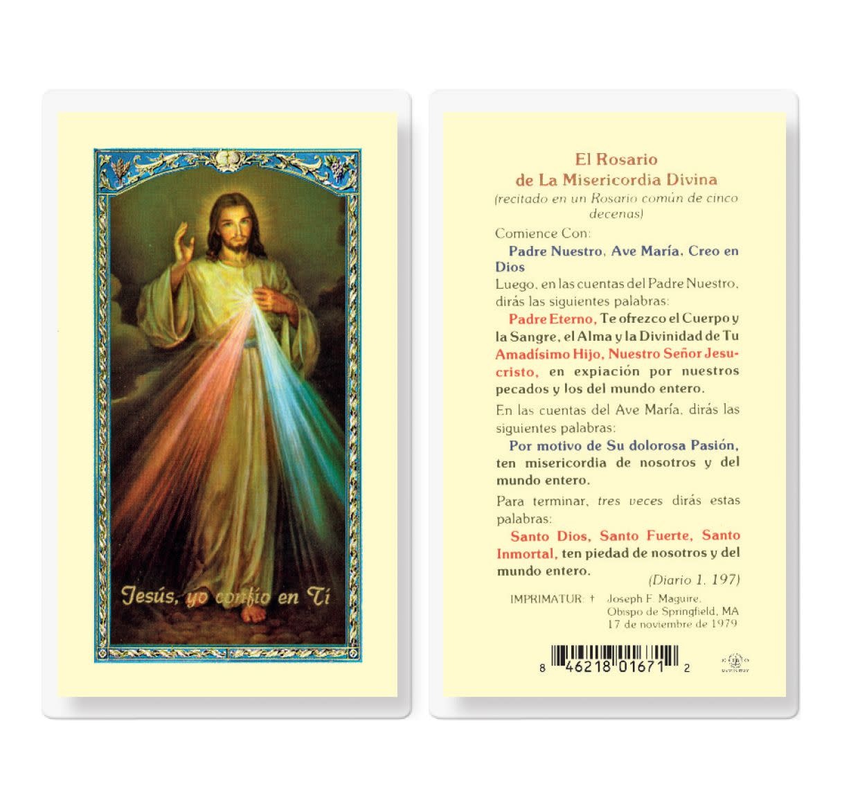 La Corona de la Divina Misericordia Prayer Card (Spanish) - St. Paul's ...