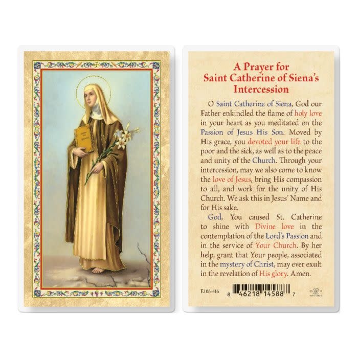 Prayer Card St Catherine of Siena St. Paul's Catholic Books & Gifts