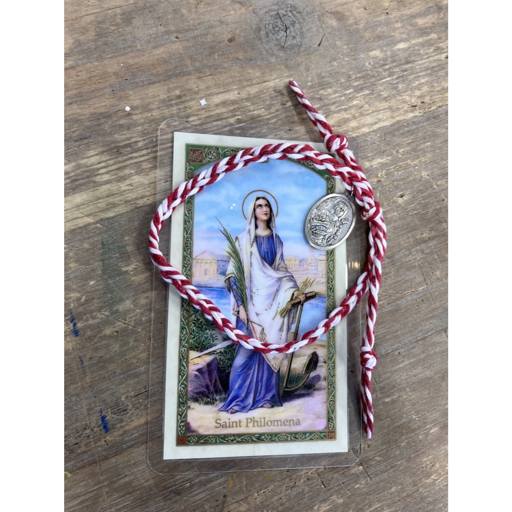 Saint Philomena Cord Bracelet with Prayer Card