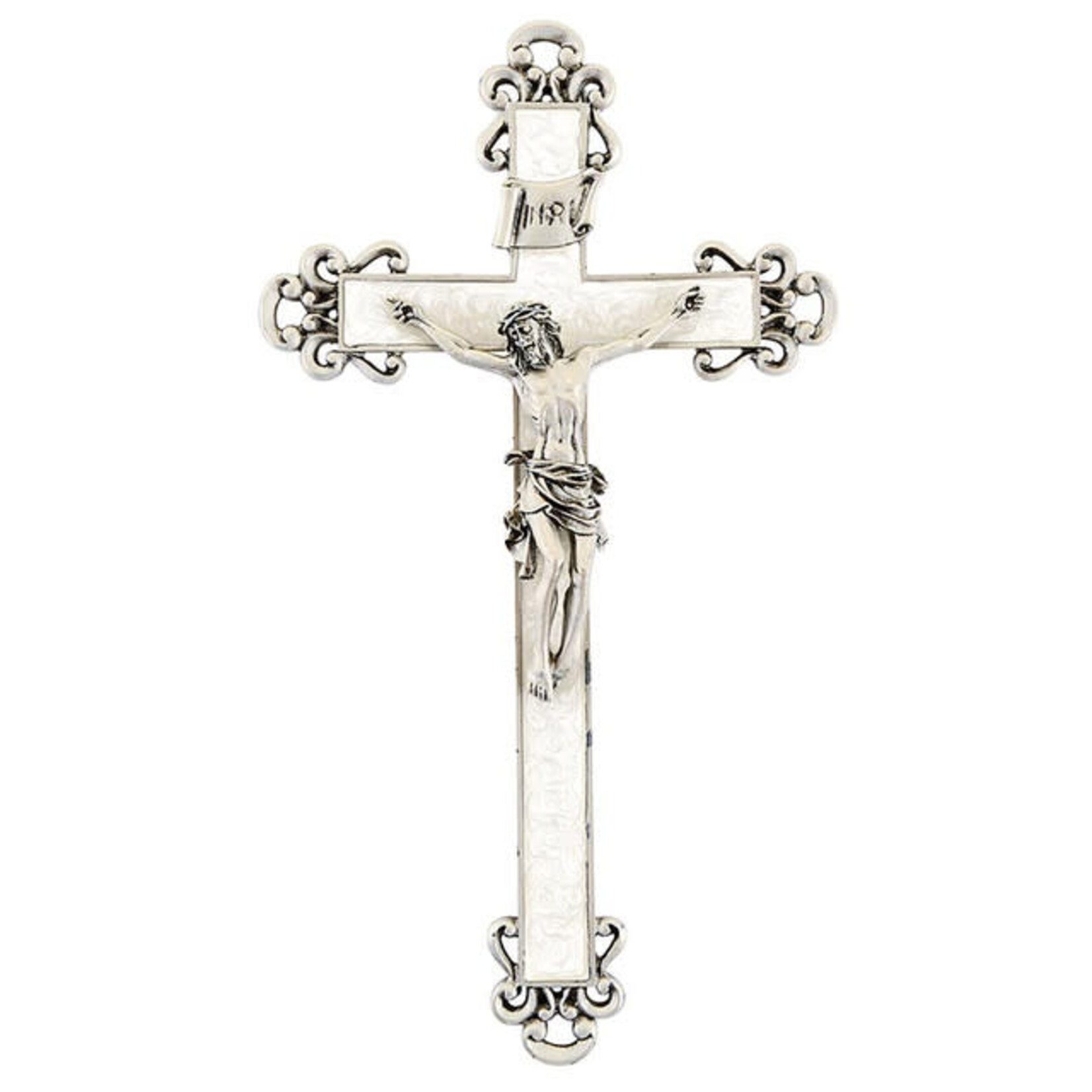 Silver and White Wall Crucifix