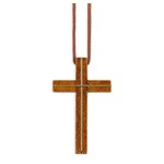 Teak Wood Cross with Brass Inlay