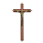 Wall Crucifix Wood with Gold Inlay 10"