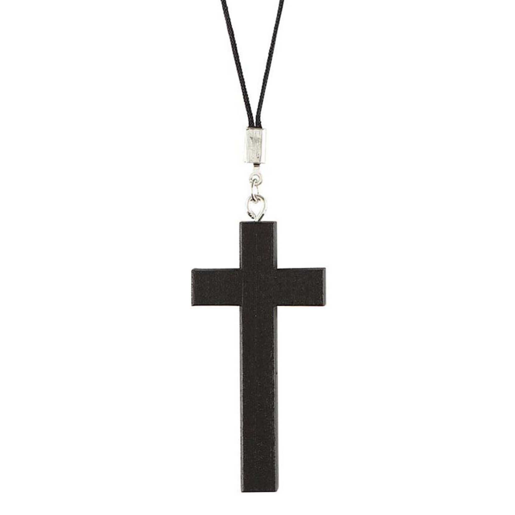 1.25" Black Wood Cross on Cord