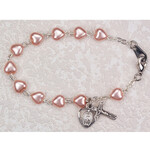 Pink Heart Rosary Bracelet with Clasp