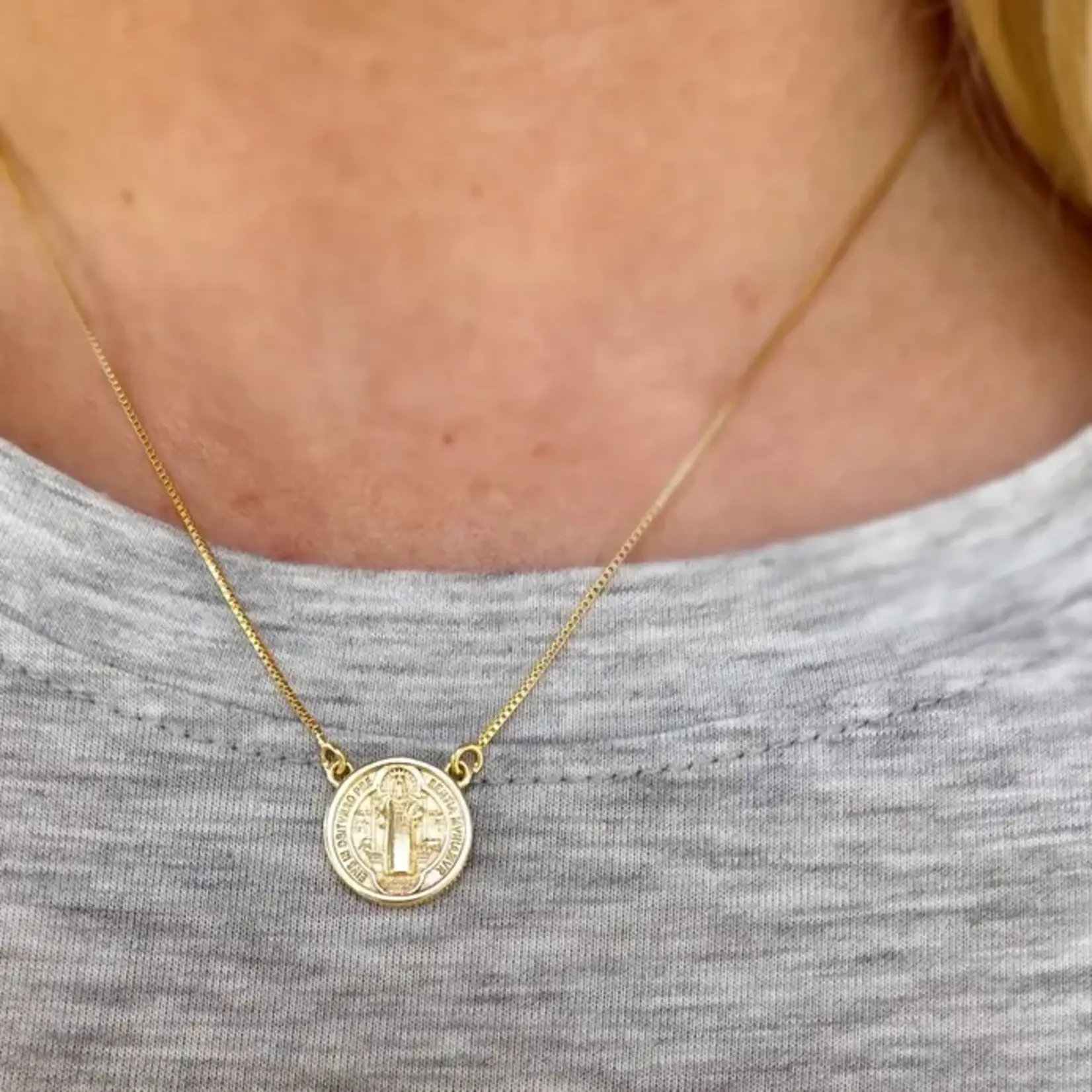 18K Gold Filled Saint Benedict Medal Necklace