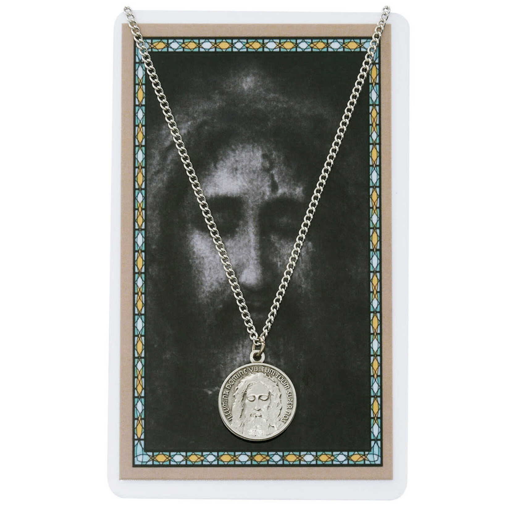 The Holy Face Pewter Medal and Prayer Card Set