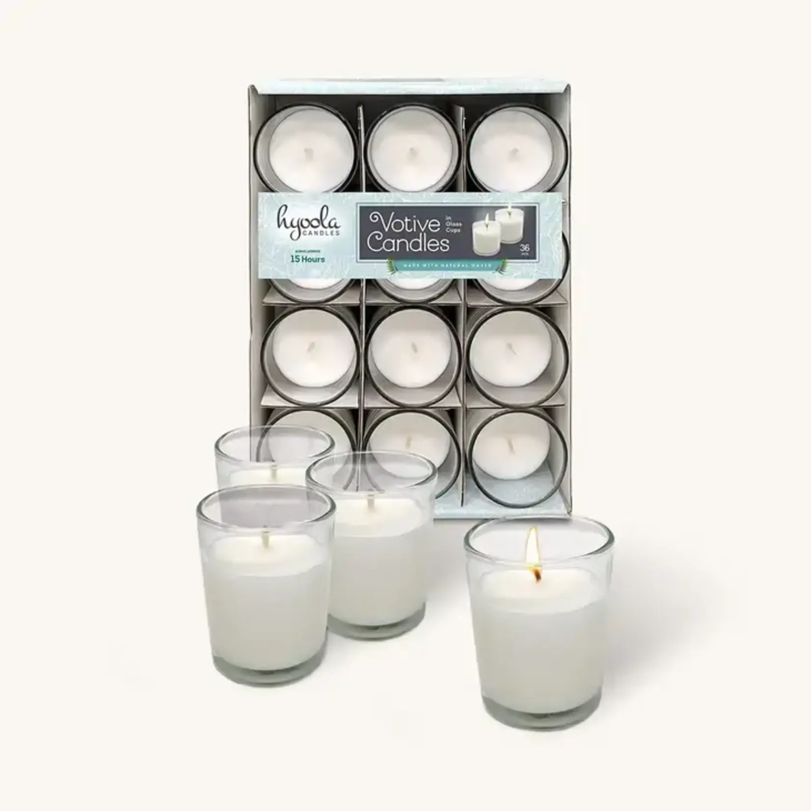 Votive Candles in Glass Cup 12 Pack