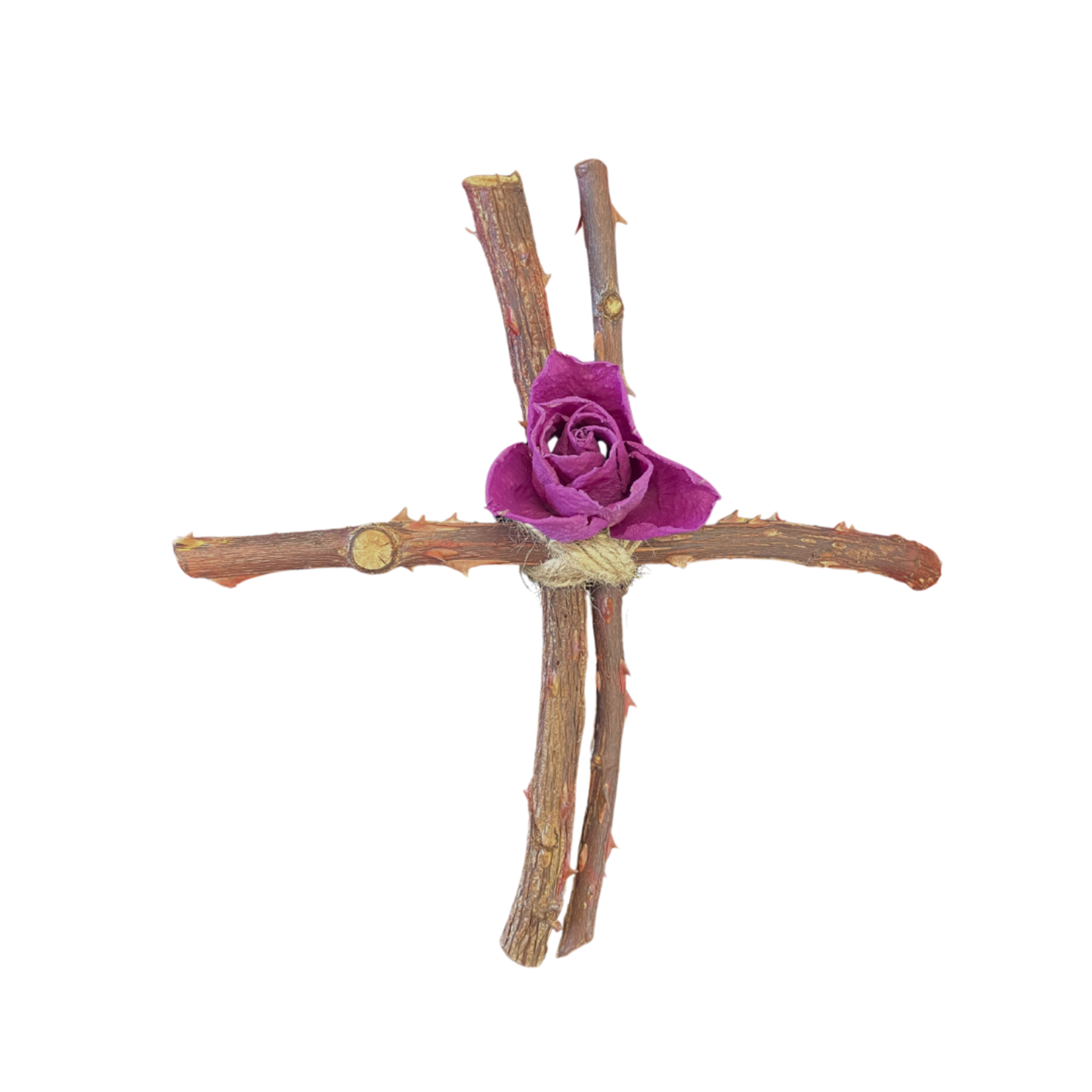 Rose Branch Cross Three Branch Large with Rose