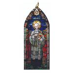 St. John Vianney Stained Glass Wood Ornament