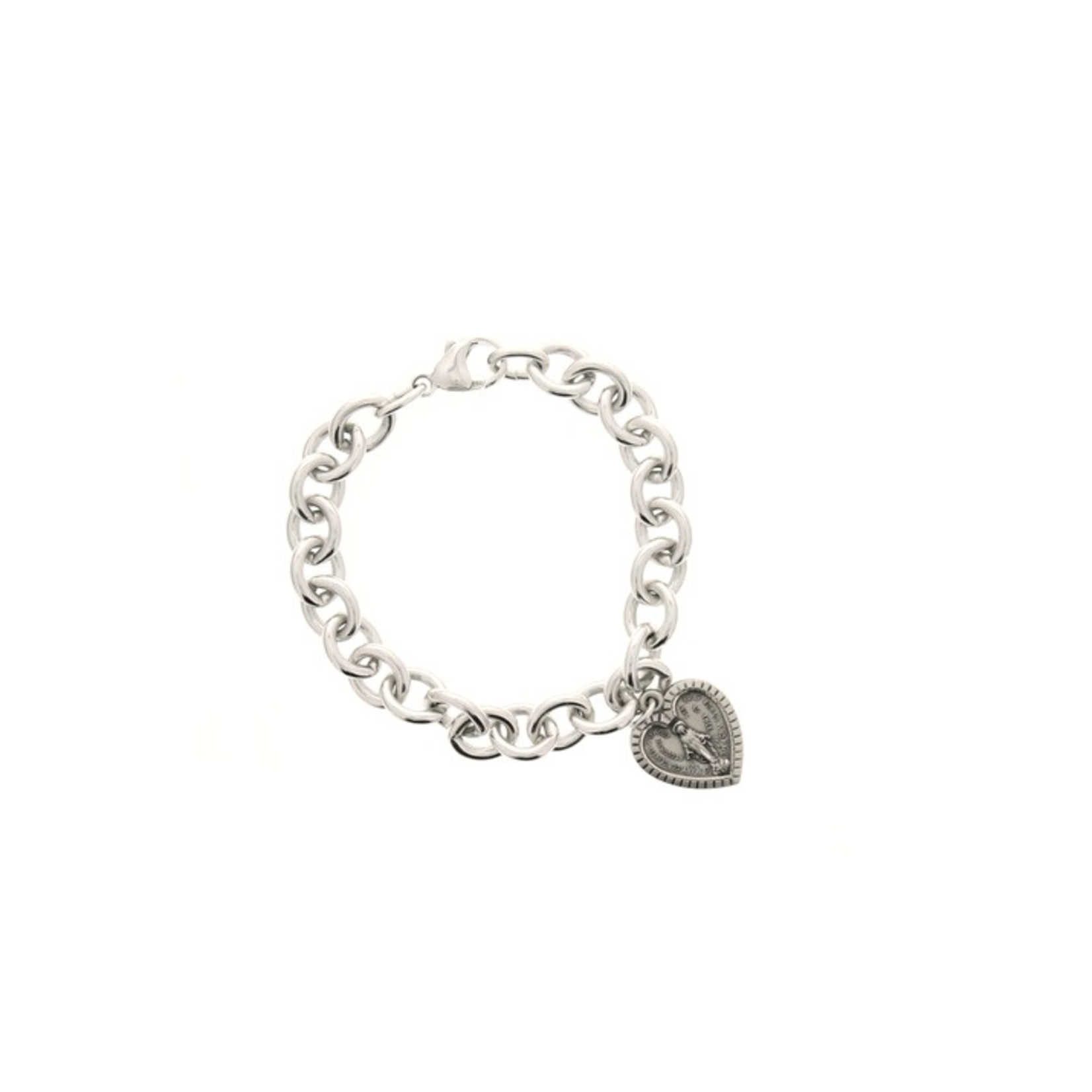 Sterling Silver Chain Bracelet with Miraculous Medal