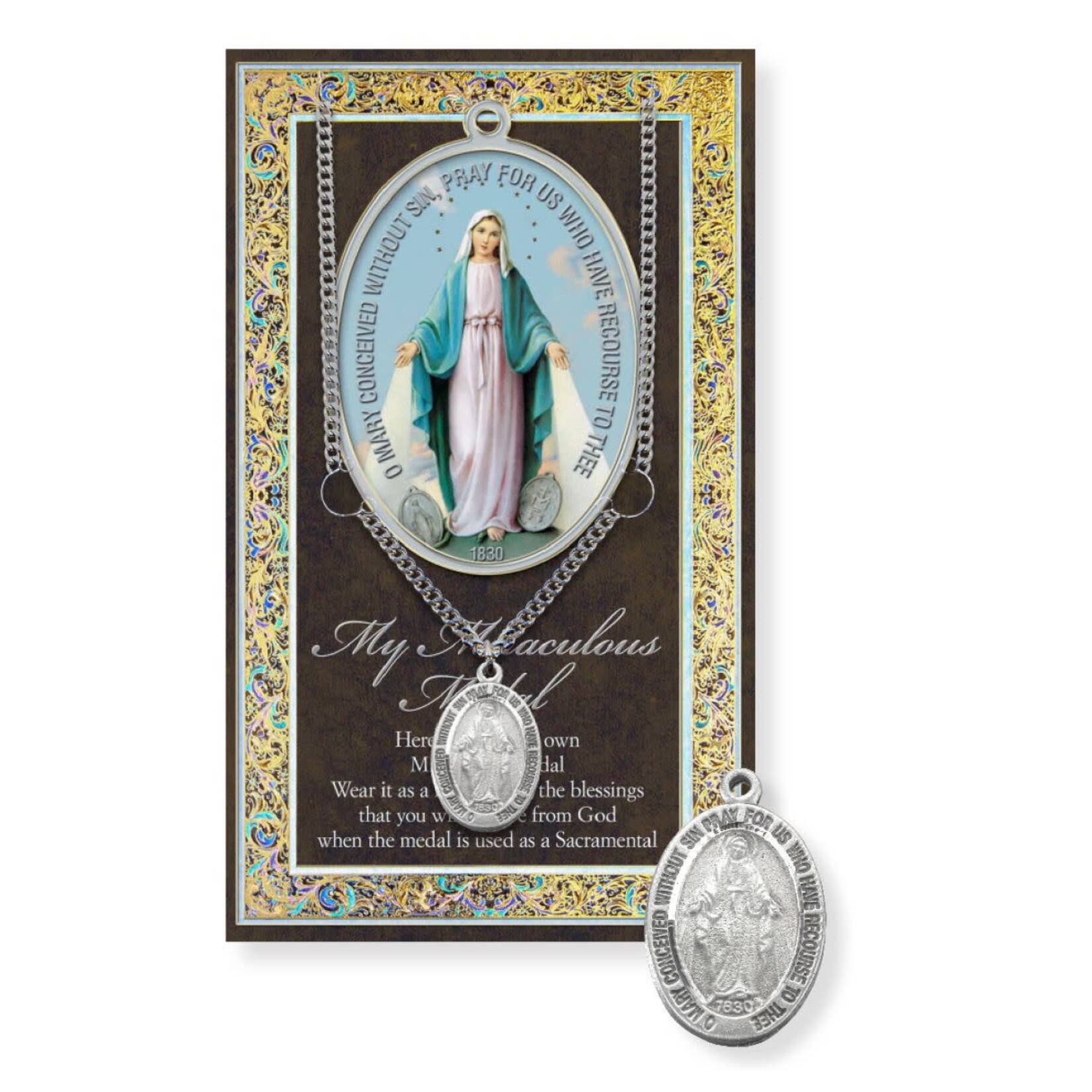 Pewter Miraculous Medal with Booklet