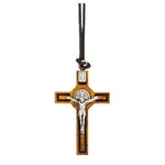 Olive Wood St Benedict Crucifix Pendant