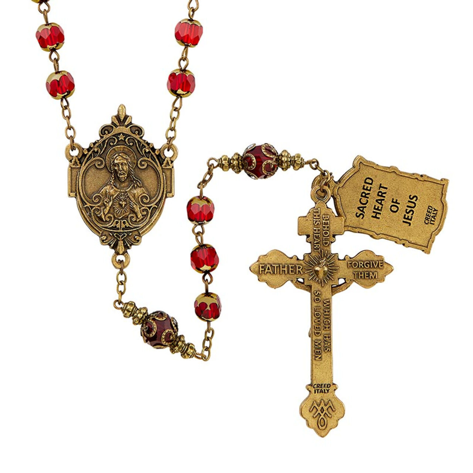 Vintage Rosary Sacred Heart Red