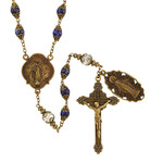 Vintage Rosary Miraculous Medal Blue Lapis