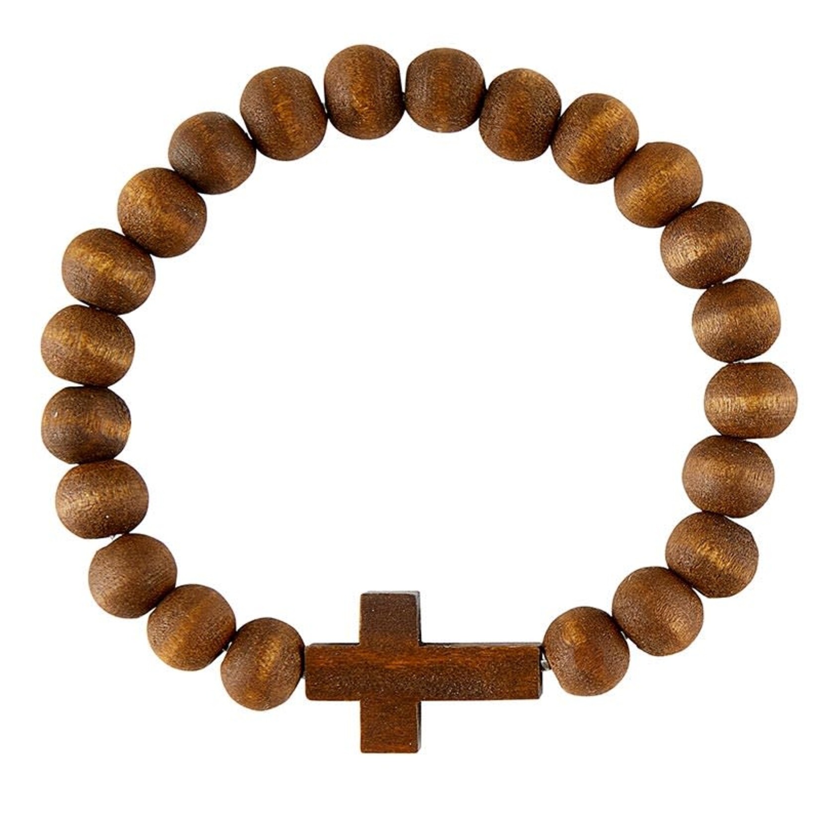 Wood Stretch Bracelet with Cross