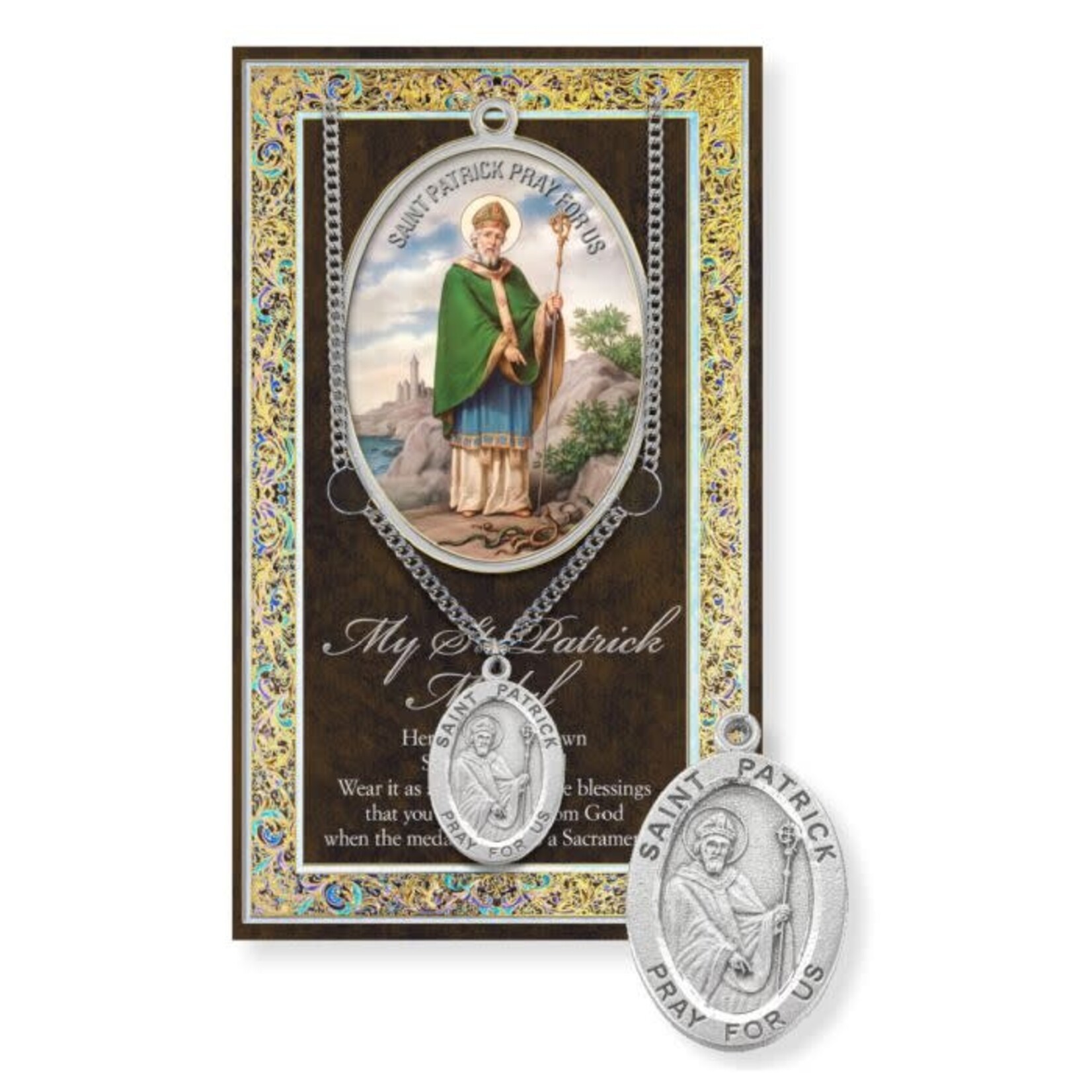 Saint Patrick Pewter Medal and Prayer Card Set