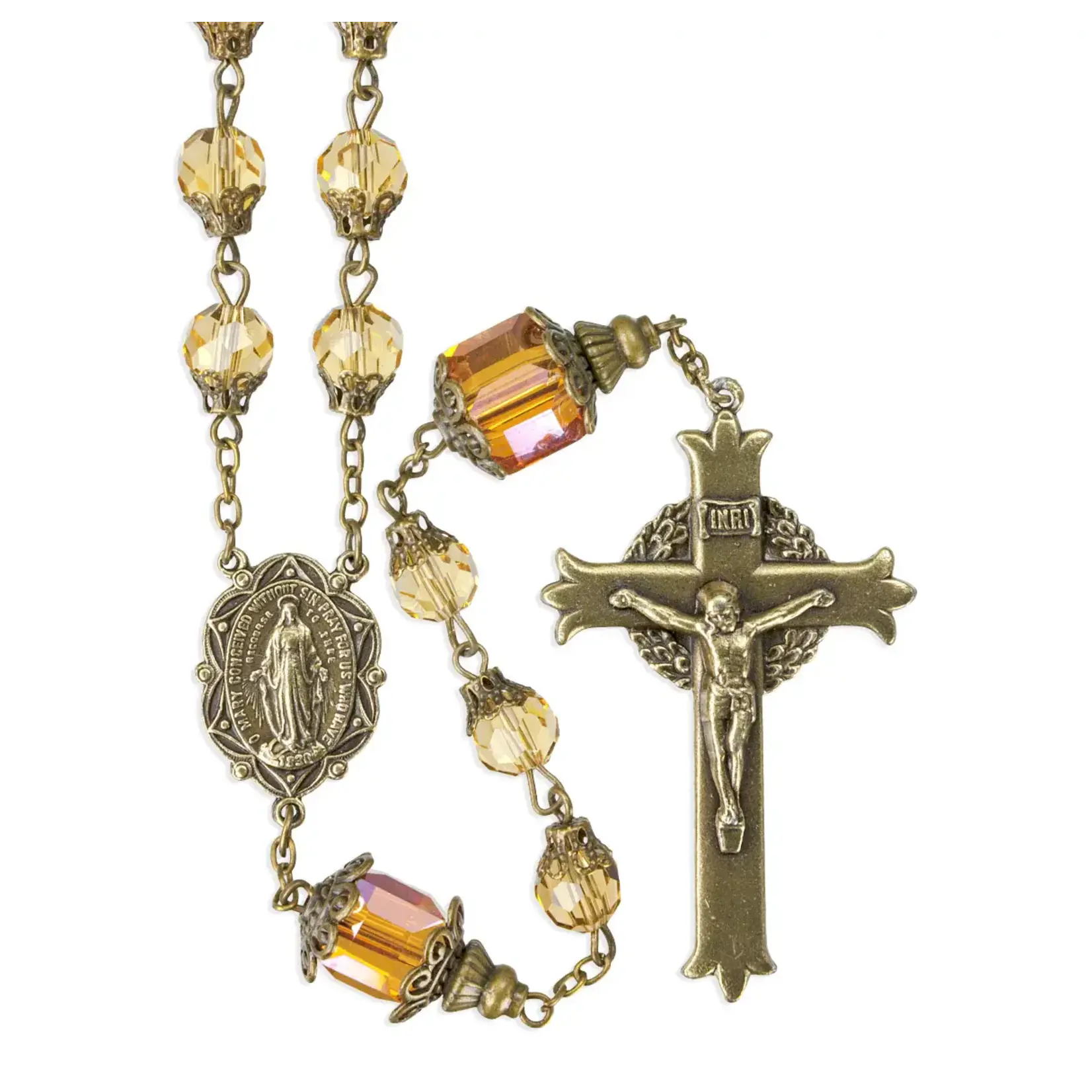 Topaz and Antique Brass Deluxe Rosary