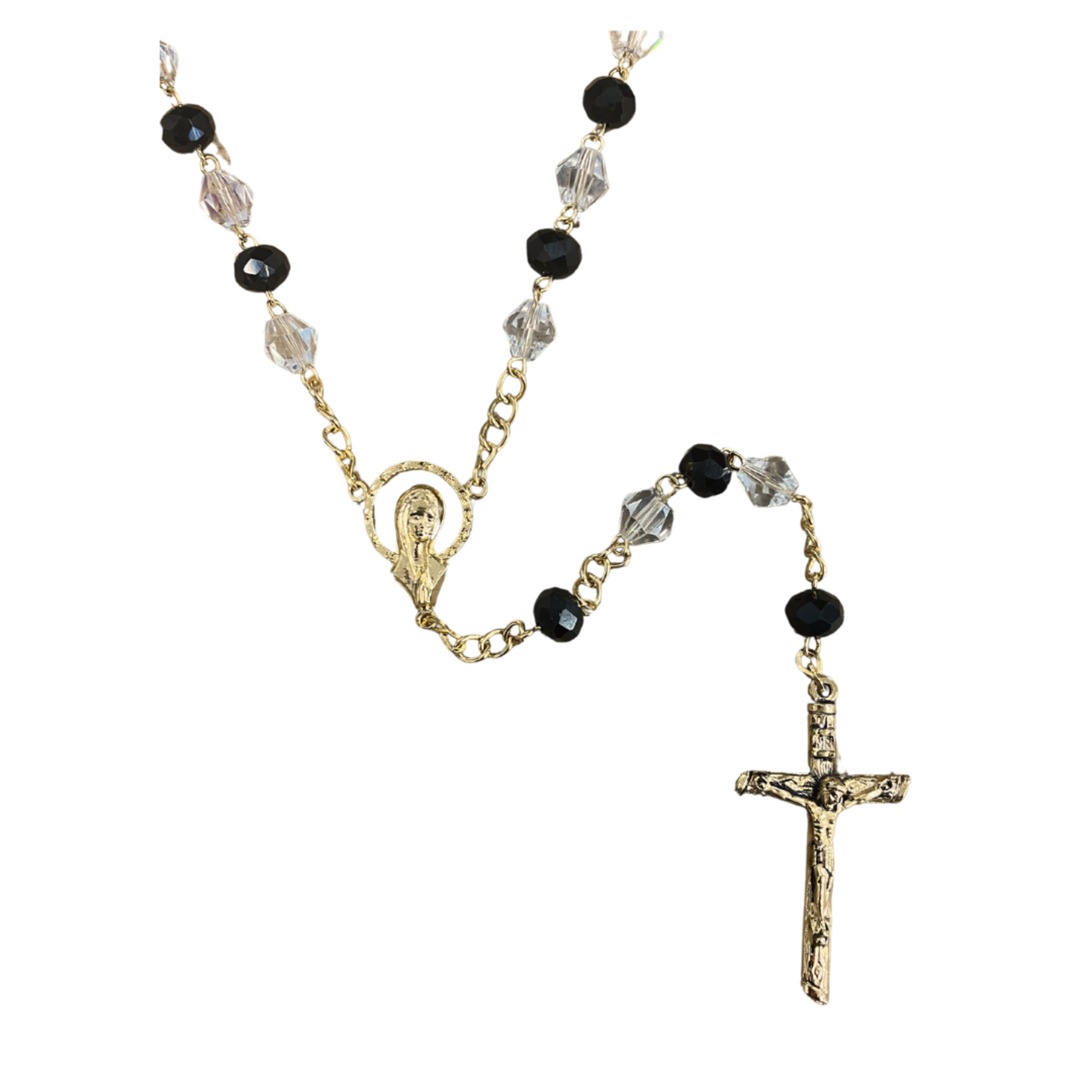 Black and Clear Crystal Rosary