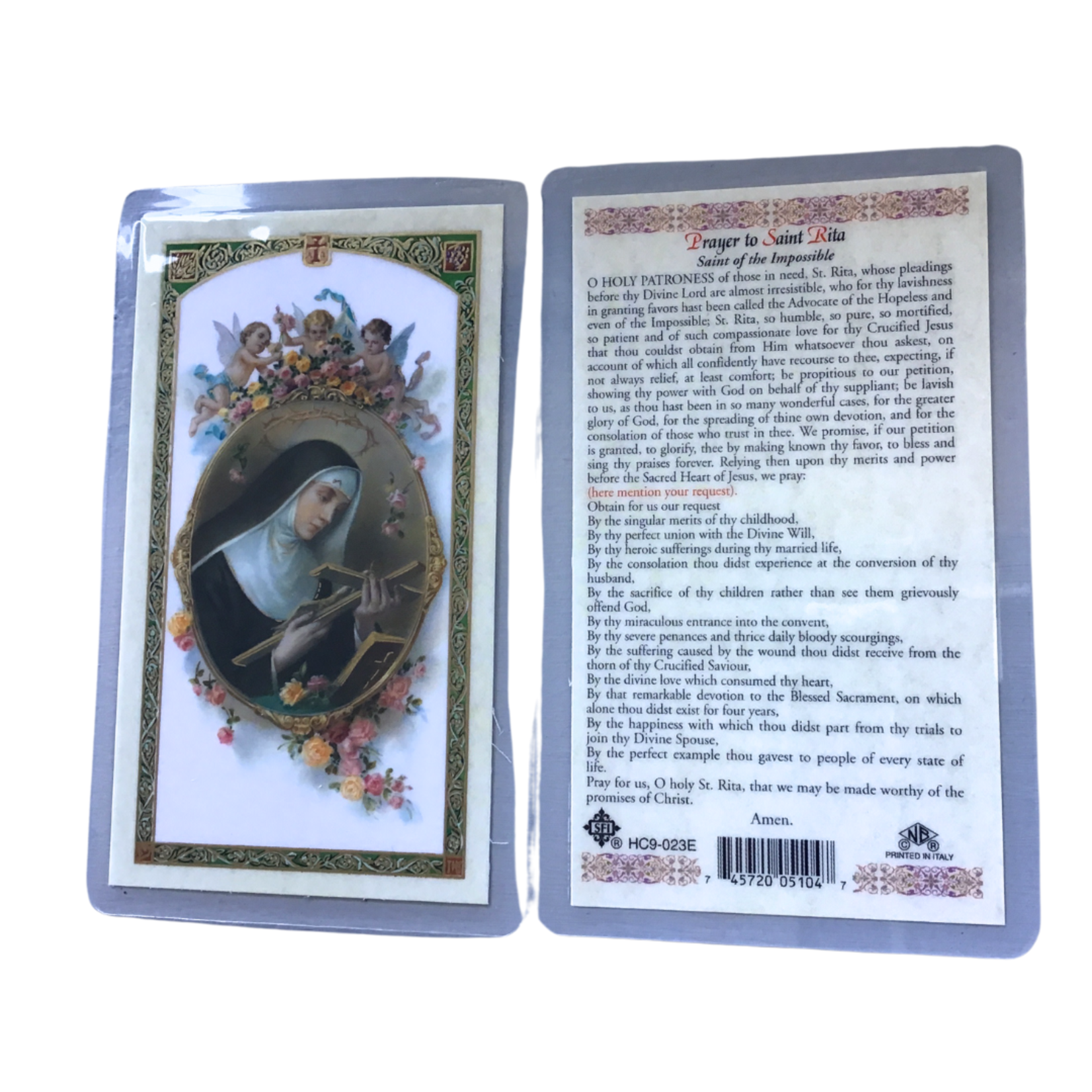 Prayer Card St Rita of Cascia