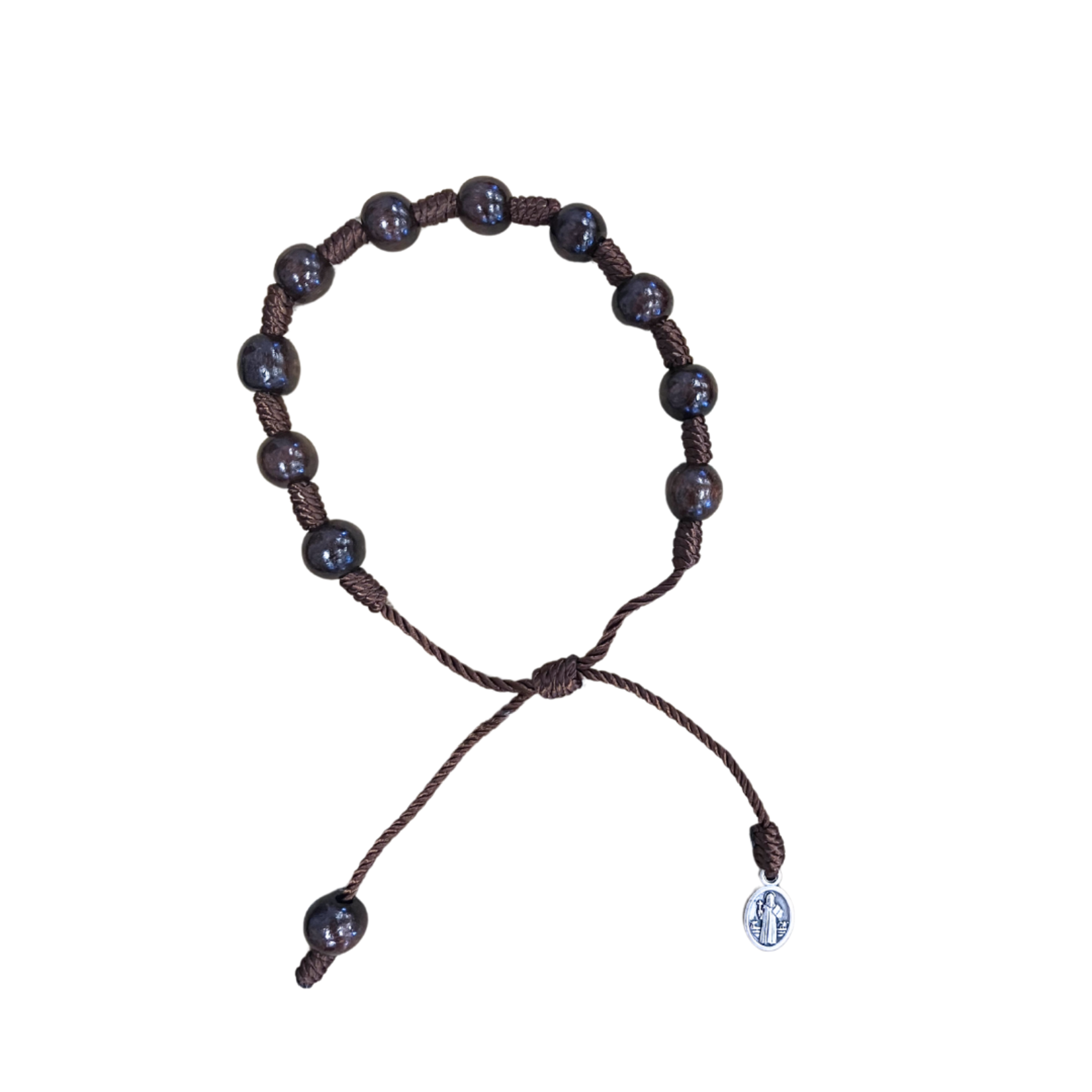Wood Bead Adjustable Rosary Bracelet