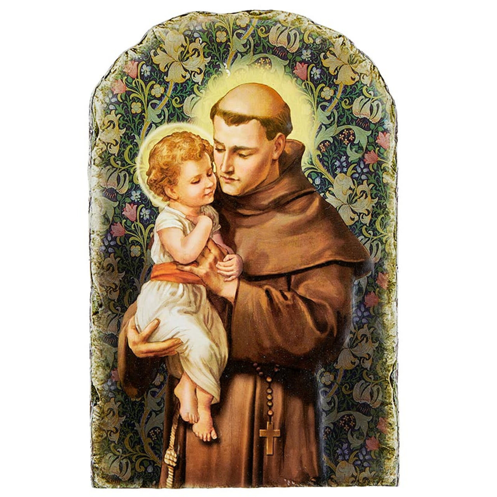 St Anthony and Child Jesus Arched Tile Plaque