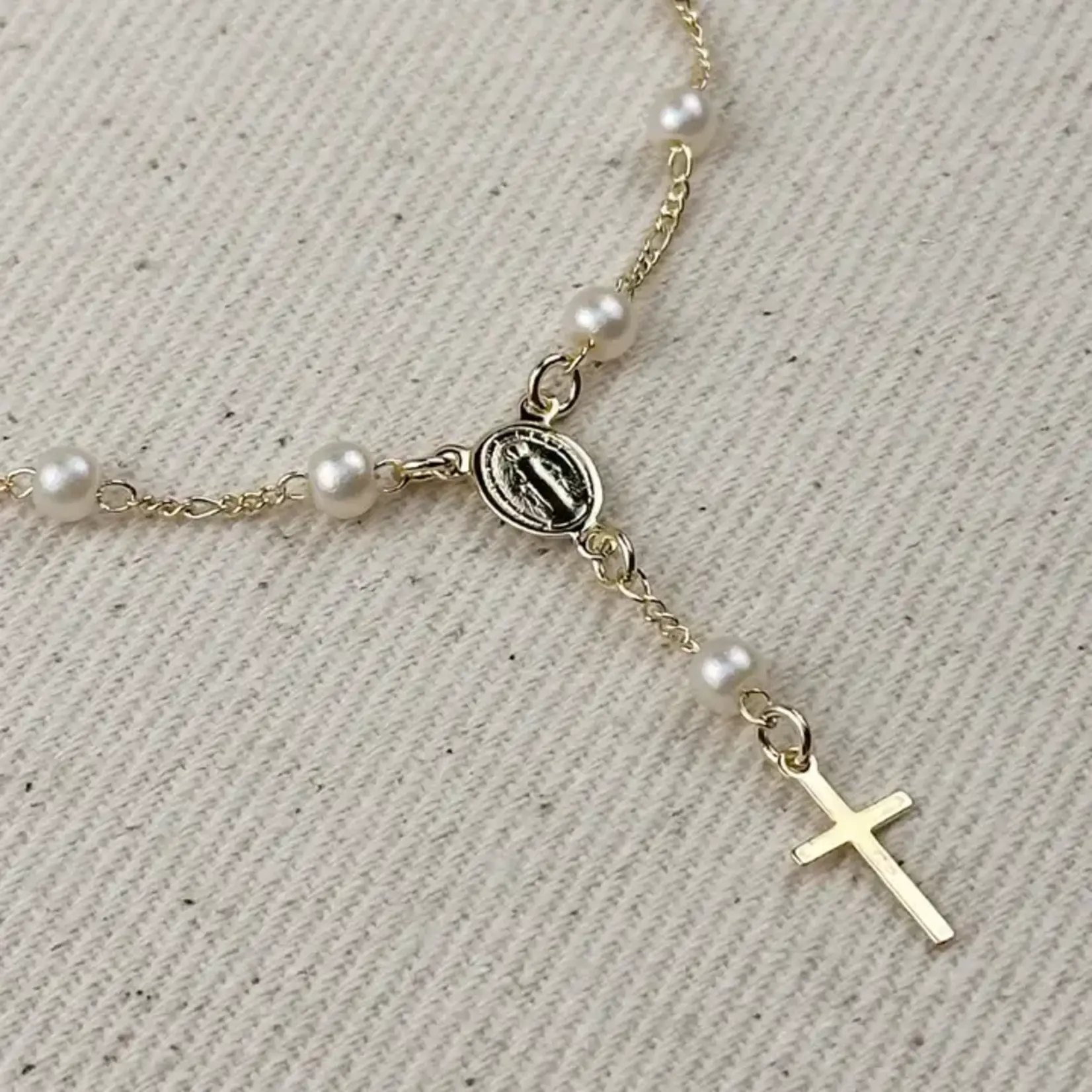 18K Gold Filled Pearl Rosary Bracelet