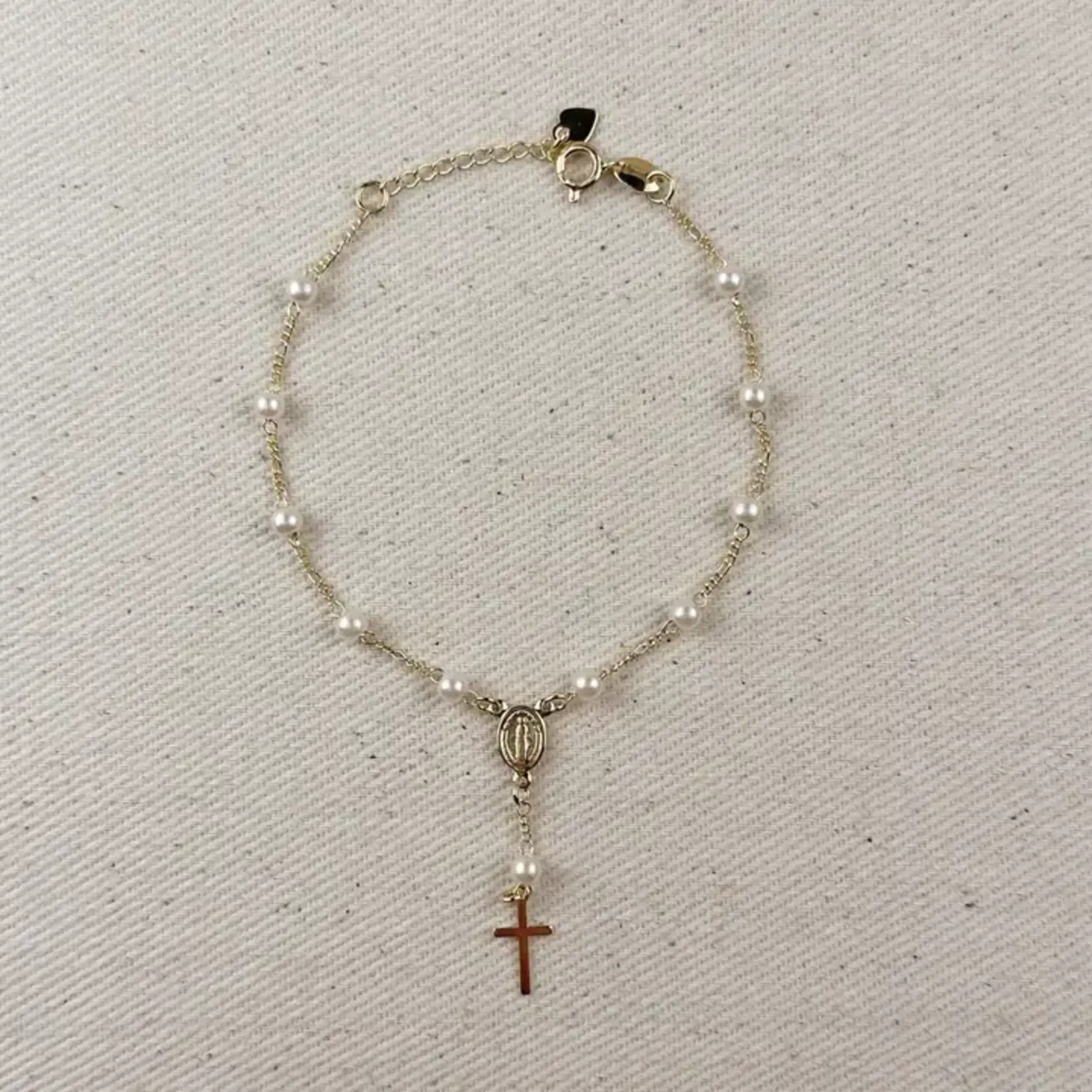 18K Gold Filled Pearl Rosary Bracelet