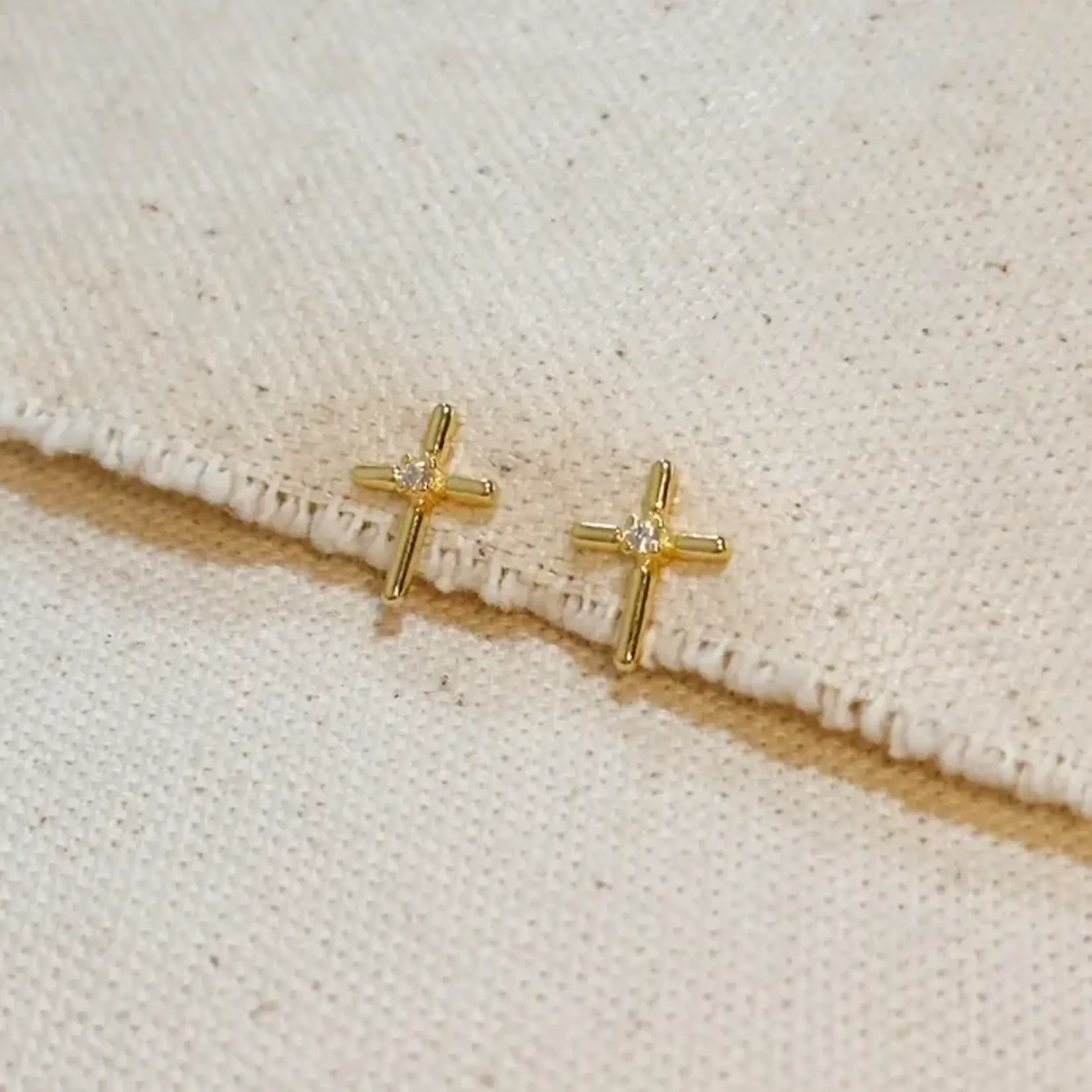 18K Gold Filled Cross Earrings